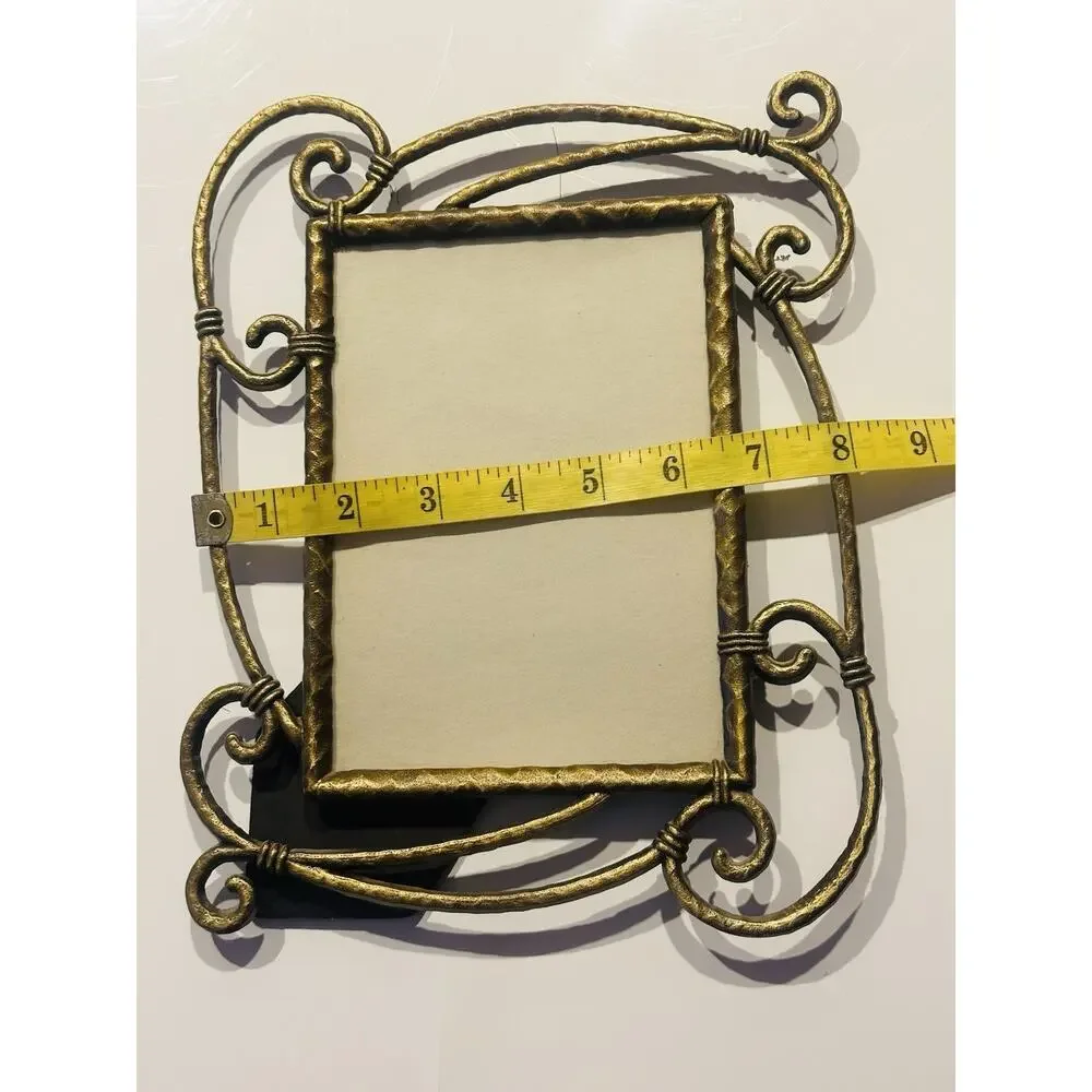 Vtg Art Nouveau Victorian Ornate Brass Scroll Whiplash Curves Frame 5”x7” Photo